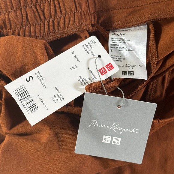 Uniqlo Mame Kurogouchi AIRism Cotton Slit Pencil Skirt Brown Small Modern NWT - Picture 12 of 12